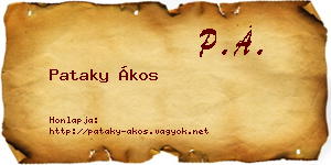 Pataky Ákos névjegykártya